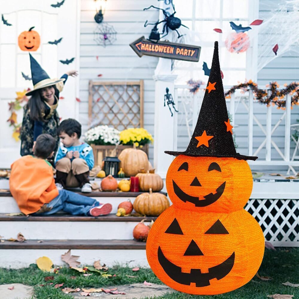 Halloween Pumpkin Decoration 3FT Pre Lit LED Light Up Jack o Lantern Yard Decor - Picture 5 of 7